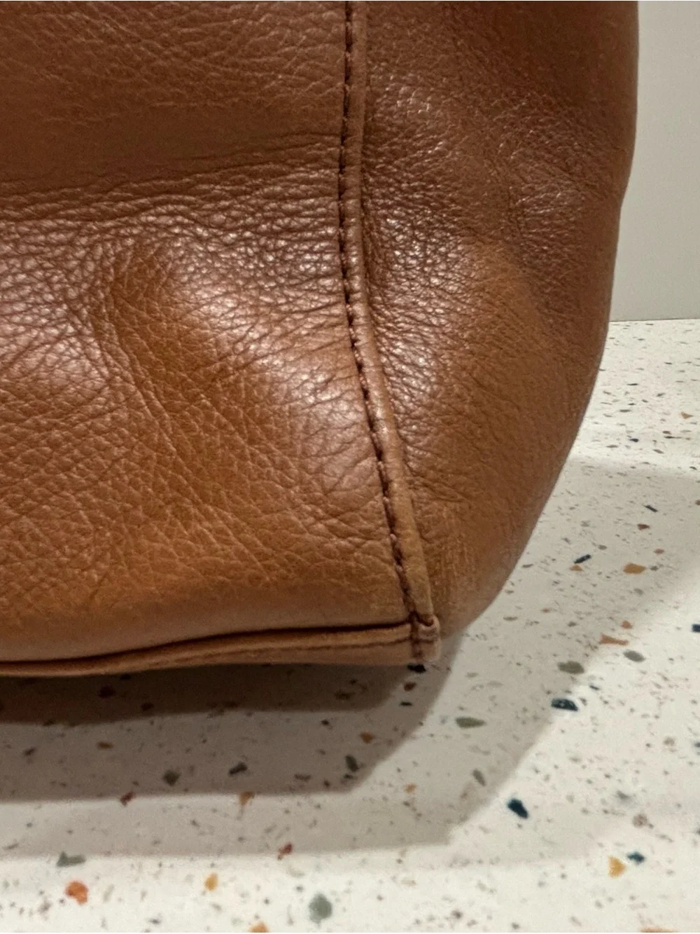 Vintage Fossil Cognac Brown Leather Tote